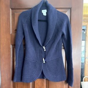 IN STITCHES Navy Shawl Collar NAUTICAL FLARE Cardigan L